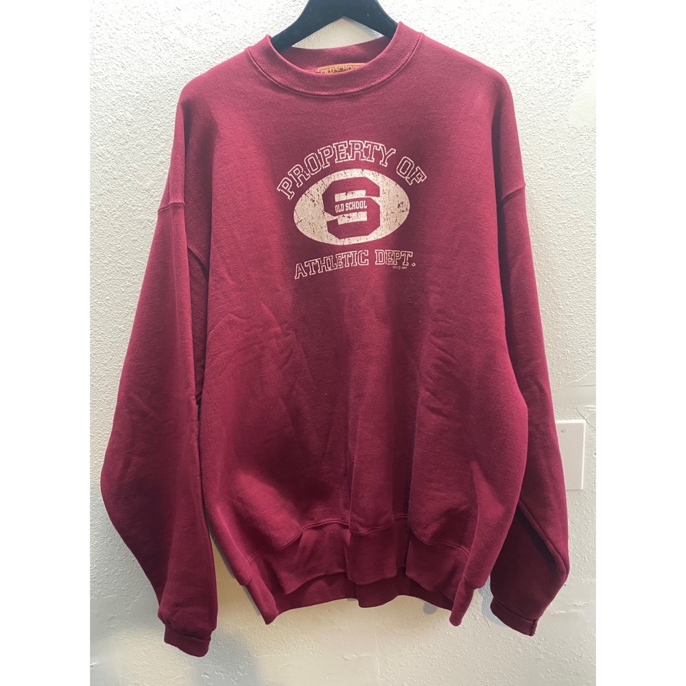 Vintage‎ Old School Athletic Dept Crewneck Sweatshirt XL Made in USA Maroon